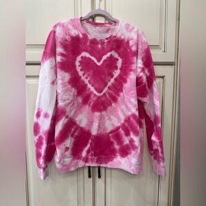 Urban Outfitters Pink Tie-Dye Heart Hoodie